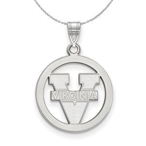 Sterling Silver U. of Virginia Small Circle Necklace - 18 Inch